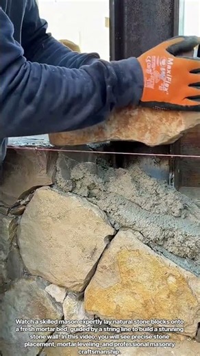 "Satisfying Stone Masonry & Veneer Wall Installation"#shorts