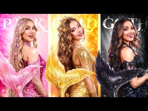 Pink vs Goth vs Gold Mermaid! Gorgeous Mermaid Sisters in One Family