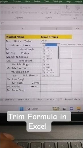Trim Formulas in Excel #exceltipsandtricks #trimfunction#computerlife #excelformula