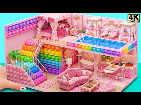 🌈🎀 Build Most Amazing Pink Pop It Barbie House with Giant Rainbow Stairs ❤️ | DIY Miniature House