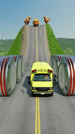 Car & School Buses vs Hydraulic Crush - BeamNG.drive