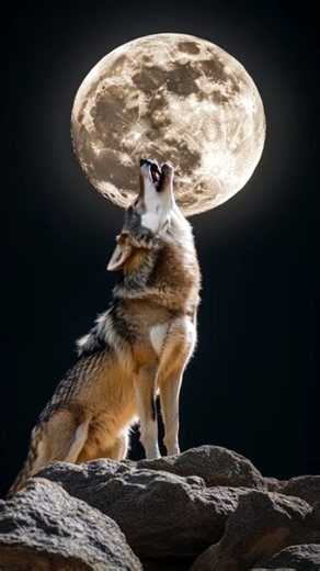 wolf howling at the full moon