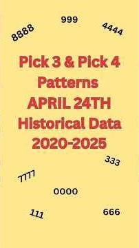 Pick 4 AND PICK 3 Patterns APRIL 24