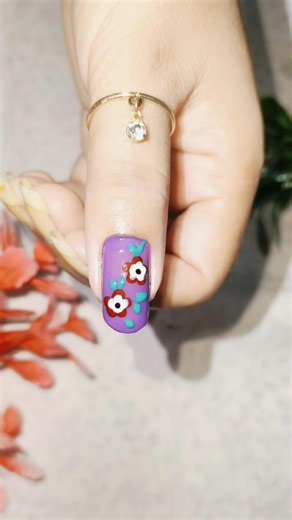 Elegant Purple 💜 Nail Art with White Flower Design | Simple & Stylish Nails#nailart #prettynails