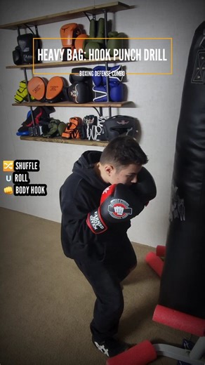 Lucian Mazzocco on Instagram: "Master the Heavy Bag Roll and Body Hook Combo 🥊 Looking to sharpen your inside game? This heavy bag drill focuses on the boxing roll and the power lead hook to the body. Most beginners make the mistake of bending at the waist—remember to drop your weight by bending your knees to generate leverage from the ground up. #boxingdrills #bodyhook #boxingtechnique #heavybagdrills #BoxingSkills"