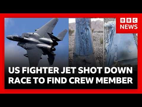 Iranian and US forces race to find missing American airman after fighter jet shot down | BBC News
