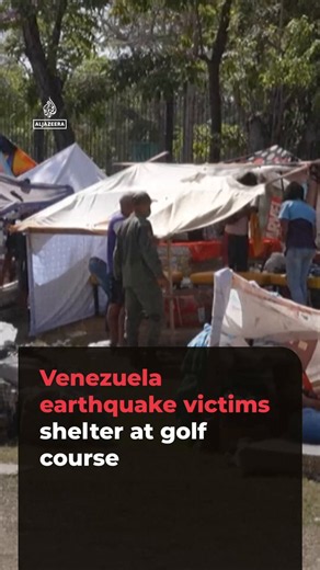 Hundreds of Venezuelans are sheltering at a golf course in La Guaira after last week's deadly earthquakes left more than 15,000 homeless. More than 1,700 people are dead and tens of thousands remain missing as hopes of finding survivors fade.