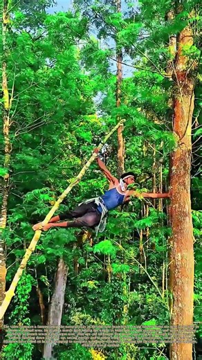 Swinging on Tree Limbs: How a Farmer Uses Natural Momentum to Cross Between Trees