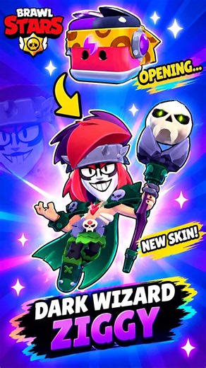 I opened the new box in Brawl Stars and got the Dark Wizard Ziggy skin! 🧙‍♂️