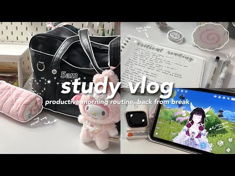 5am study vlog 📓✏️ back from school break, my morning study routine, productive notes taking ✩°｡🍥₊˚