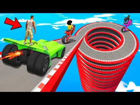 SHINCHAN AND FRANKLIN TRIED THE IMPOSSIBLE SPIRAL ROAD PARKOUR CHALLENGE GTA 5