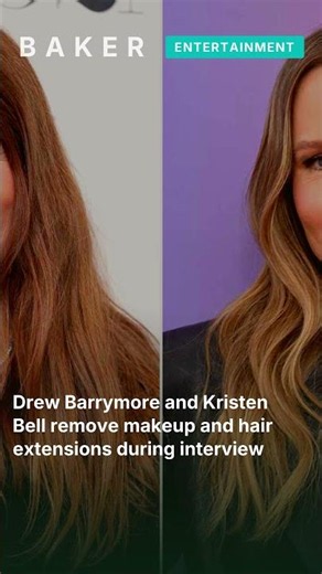 Drew Barrymore and Kristen Bell remove makeup and hair extensions during interview #shorts