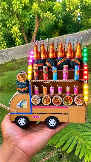 🚚💥 Amazing Diwali Special Mini Truck with Fireworks & LED Lights | DIY Craft | #shorts