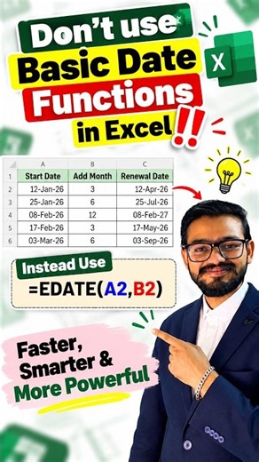 Don't use Basic Date Functions in Excel‼️Instead Use Amazing Trick #excel #exceltips #shorts