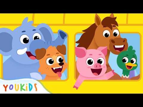 🐘 Wheels on the Bus 🚌 Animal Bus Song! YouKids Nursery Rhymes & Kids Songs