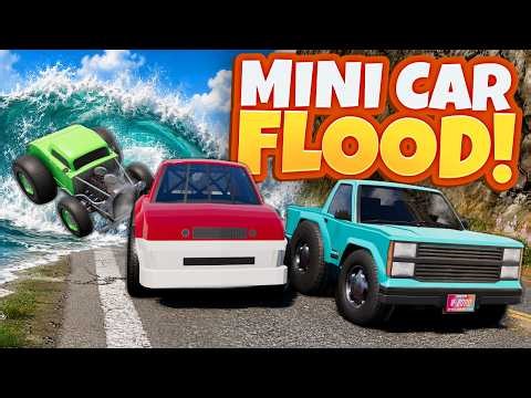 We Used MINI CARS to Escape a MASSIVE FLOOD in BeamNG Drive!