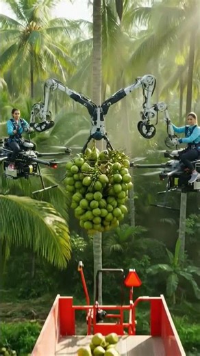 Harvesting process of coconuts using drones
