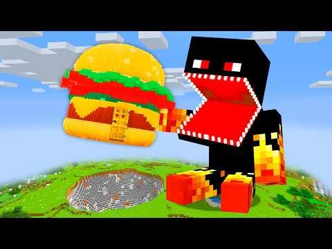 FIQUEI GIGANTE NO MINECRAFT E COMI TUDO