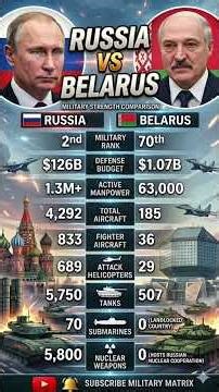 Russia vs Belarus ⚔️🇷🇺🇧🇾 Superpower vs closest ally — how massive is the military difference?#Russia