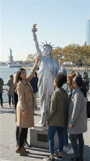 Silver Liberty Statue Comes ALIVE at Battery Park 😱 (New York Living Statue Prank)