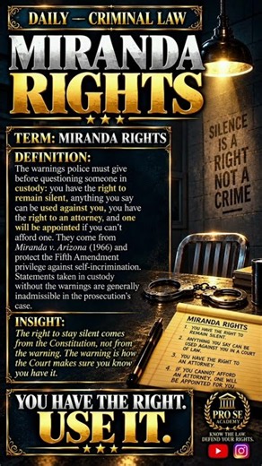 Miranda Rights Explained: When Police Must Read Them | Pro Se Academy