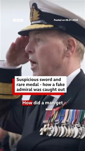 How a fake admiral was caught by his sword and rare medal. #BBCNews