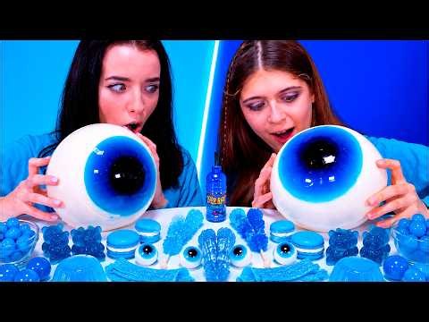 ASMR Blue Candy Challenge: Giant Gummy Eyeballs Mukbang Compilation