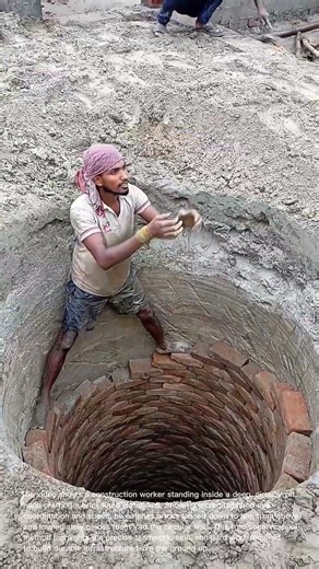 Amazing Coordination: Man Catches and Lays Bricks to Build a Well