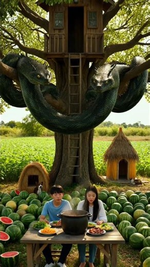 Multiple Giant Anacondas Attack 😱🐍 Trapped in Tree House ⚡ | No Escape #shorts