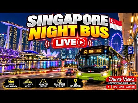 Singapore Night Bus LIVE 🇸🇬 | Night City Views & Bus Journey | Durai Views Live