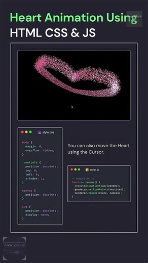 Interactive Heart Animation Using HTML CSS & JS ❤️ | Move Heart With Cursor | Code Genus
