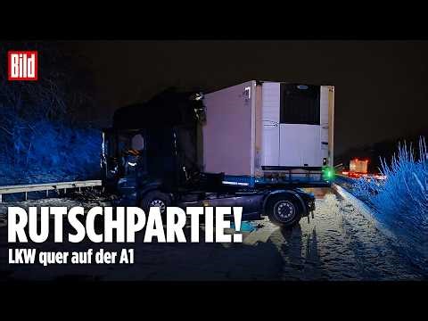 EISFALLE: LKW rutscht quer – Schnee legt den Norden lahm