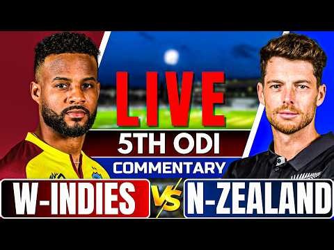 🔴Live: New Zealand vs West Indies | 5th ODI | Live Score & Commentary | Live cricket match today