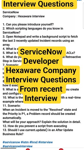 13 Hexaware servicenow developer Interview Questions #servicenow #skfacts