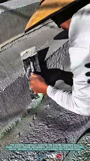 Smoothing Curved Concrete Wall with Hand Trowel – Satisfying jobs and machinery in the world