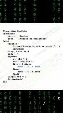 Algorithme de conversion décimal binaire #algorithm #programming #binary #decimal #algorithms