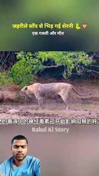 snake and female lion fight wildlife 🤯☠️ #facts #marinemystery #marinemystery #sharkdiver #lion