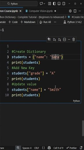 Add & Update in Python Dictionary #coding #dictionary #python
