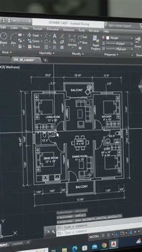 AutoCAD House Plan & 3D elevation ! 🏠⚡ | Rendered View #autocad #floorplan #architecture
