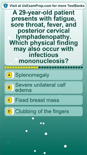 A 29 year old patient presents with fatigue, sore throat, fever, and posterio..... #epsteinbarrvirus