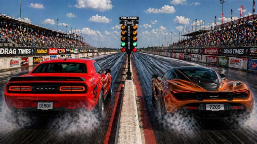 McLaren 720S vs Dodge Demon drag race