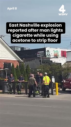 The explosion reported in East Nashville on Wednesday occurred after a man lit a cigarette while using acetone to strip the floor of a building, the Nashville Fire Department said. A sander was also running nearby. The man was transported to the hospital with burn injuries. No fire or smoke conditions are present and there are no active threats to the public at the scene. #eastnashville #explosion #nashville #acetone #cigarette