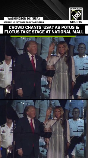 WATCH! Trump receives loud cheers as he takes stage with FLOTUS Melania at America250