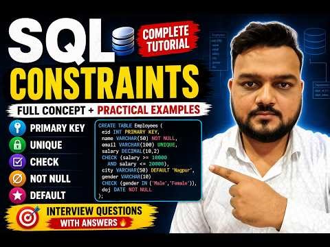 SQL Constraints Full Tutorial | Primary Key, Unique, Check, Default, Not Null With Practical Example