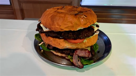 Man attempts impossibly large burger challenge with only 2 winners in 15 years
