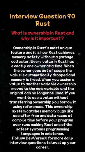 Interview Question 90 | Rust | The Ownership System That Makes Rust Unbreakable! 🦀