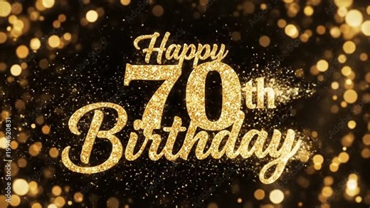 70th Happy Birthday Golden Firework Explosion – Spark Particles Text Reveal 4K Celebration Animation