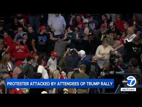 Protester attacked by multiple attendees at Trump rally in Ohio