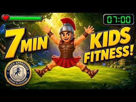 Build Kids Strength Fast | 7 MIN Full Body Fitness with Cartoon Gladiator