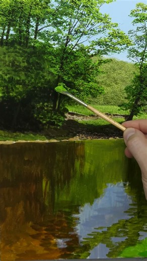 Painting a Photo-Realistic River #satisfying #artlessons #shorts